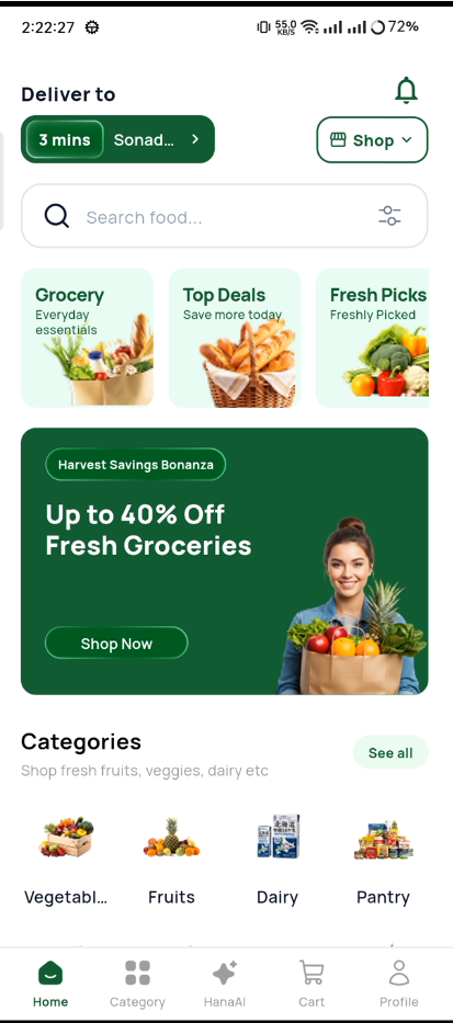 GreenCart Home Screen
