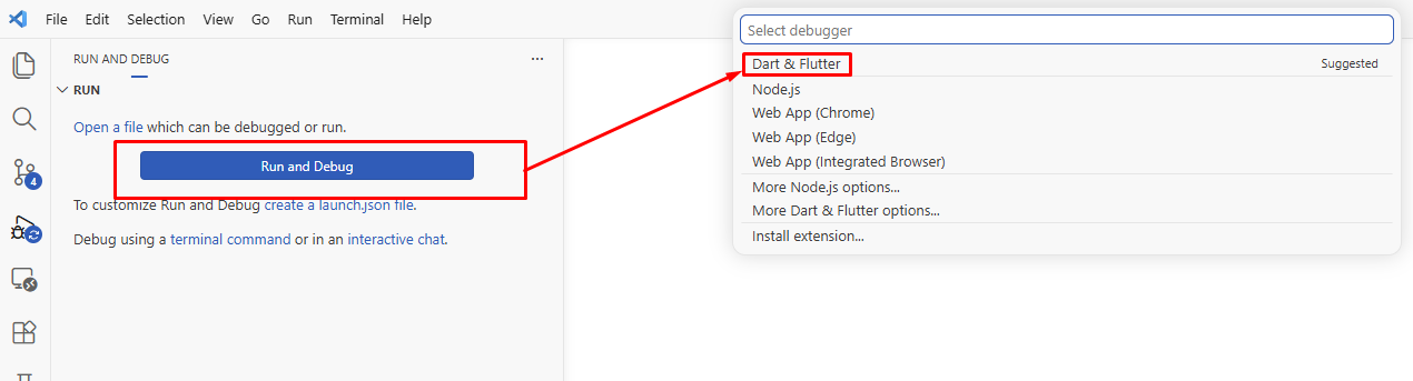 Run and Debug panel